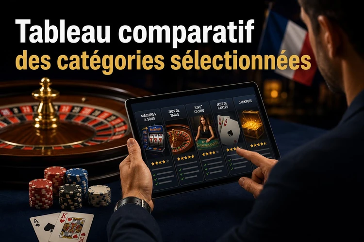 Tableau comparatif des catégories sélectionnées