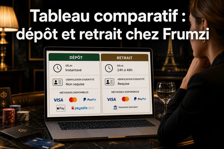 Tableau comparatif: dépôt et retrait chez Frumzi